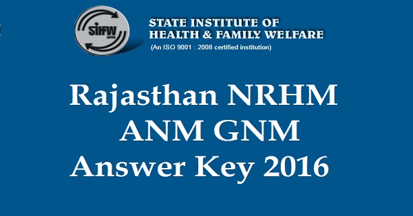 Rajasthan NRHM Answer Key 2016